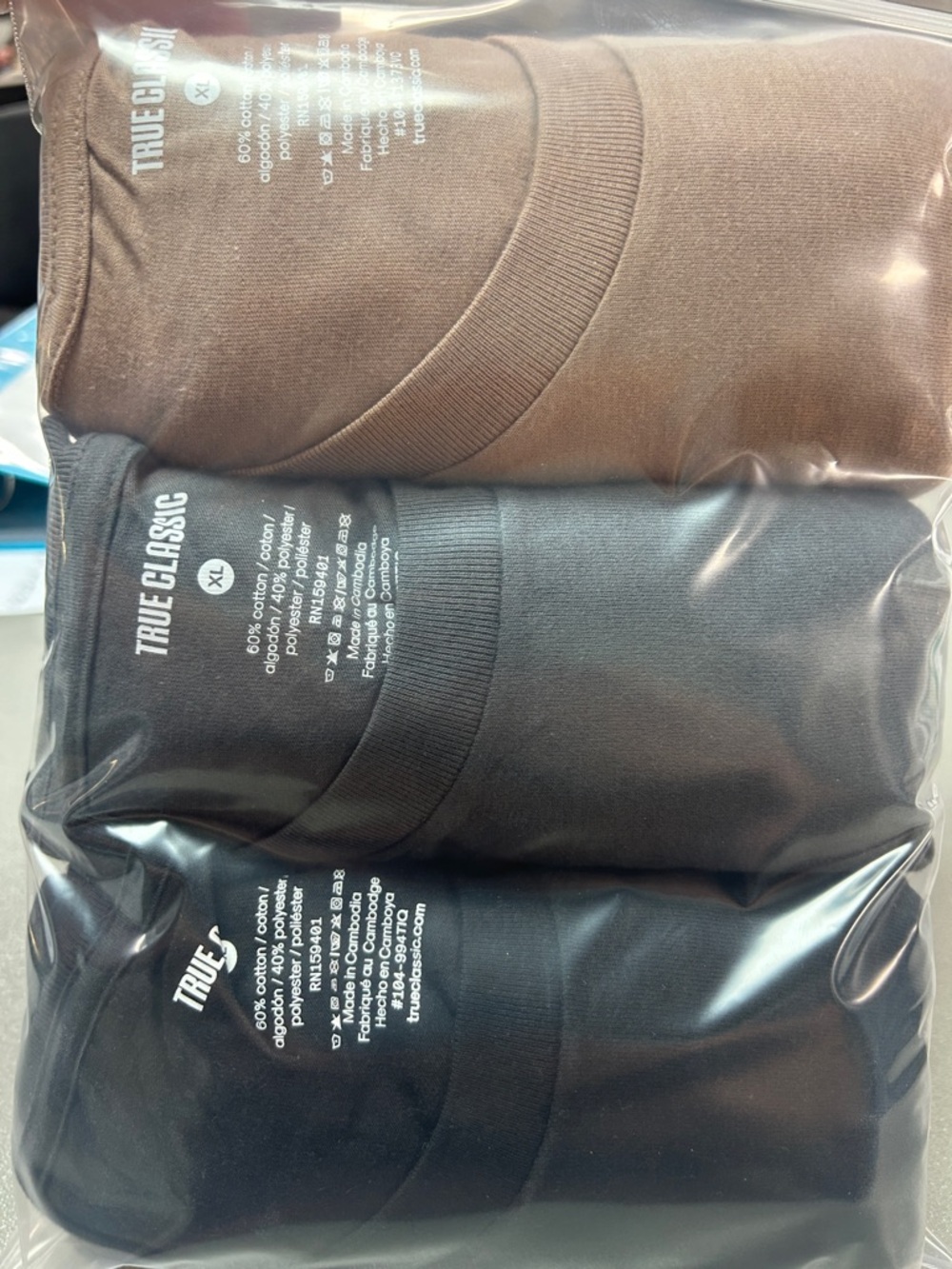 TRUE Classic Men's Short Sleeve Tees - Brown, Gray & Black Pack